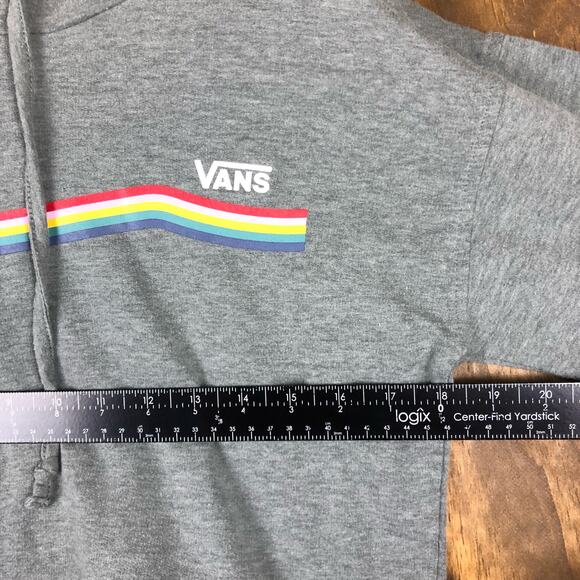 Vans Womens Sweater Gray Hooded Cropped Comfy Streetwear Y2K Small - Picture 6 of 11